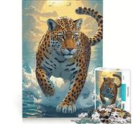 Puzzle da 1000 pezzi per ragazzi, Giaguaro nell'acqua, arte digitale, gioco educativo, decorazione murale, per rafforzare l'amore tra le coppie 38x26cm