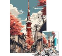 Puzzle da 1000 pezzi per ragazzi Giappone Tokyo Tower anime stimola la mente giocattolo educativo decorazione da parete adatto a persone dai 14 anni in su (50x75cm)