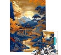 Puzzle da 1000 pezzi per ragazzi giardino giapponese con pagoda e ponte puzzle per adulti gioco rompicapo difficile regalo per amici e familiari (dimensioni 38x52cm)