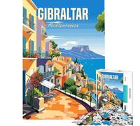 Puzzle da 1000 pezzi per ragazzi Gibilterra Mediterraneo Aiuta ad allenare la mente Sfida impegnativa Gioco rilassante per ragazzi dai 14 anni in su (50x75cm)