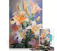 Puzzle da 1000 pezzi per ragazzi,Gigli in fiore,taglio fine,gioco di logica artistica,divertente,momento di gioco accogliente,decorazione natalizia da parete (38x26cm)
