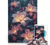 Puzzle da 1000 pezzi per ragazzi "Gigli luminosi nella notte", gioco rompicapo, difficile e stimolante, ideale come regalo per tutta la famiglia 38x26cm