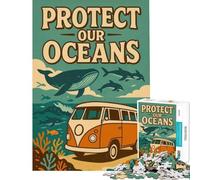 Puzzle da 1000 pezzi per ragazzi Giornata della Terra Proteggiamo i nostri oceani gioco educativo sfida giocattolo artistico difficile regalo (dimensioni 38x52cm)