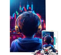 Puzzle da 1000 pezzi per ragazzi giovani commercianti con cuffie gioco stimolante rompicapo antistress regalo di compleanno (dimensioni 38x52cm)