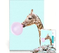 Puzzle da 1000 pezzi per ragazzi, giraffa che fa le bolle di gomma, gioco pratico, passatempo ideale per le vacanze, compleanno e Natale 38x26cm