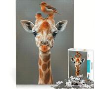 Puzzle da 1000 pezzi per ragazzi: Giraffa e il suo migliore amico uccellino, gioco impossibile, attività divertenti da fare in casa, compleanno e Natale 38x26cm