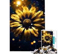 Puzzle da 1000 pezzi per ragazzi girasole cosmico color oro neon divertente attività da fare a casa gioco pratico per migliorare la memoria adatto a partire dai 14 anni (38x52cm)