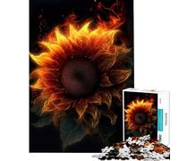 Puzzle da 1000 pezzi per ragazzi Girasole Fiamme Fumo Attività divertenti da fare a casa Sfida impegnativa Gioco pratico Adatto a persone dai 14 anni in su 50x75cm