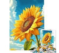 Puzzle da 1000 pezzi per ragazzi Girasole vibrante su cielo blu Aiuta ad allenare la mente Sfida impegnativa Gioco rilassante per ragazzi dai 14 anni in su (38x52cm)