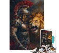Puzzle da 1000 pezzi per ragazzi Gladiatore e Leone Scontro Puzzle per ragazzi sfida difficile per compleanni Natale rompicapo giochi per famiglie 50x75cm