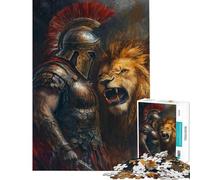 Puzzle da 1000 pezzi per ragazzi Gladiatore e scontro tra leoni gioco di velocità per ragazzi difficile e stimolante 38x52cm