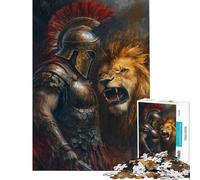 Puzzle da 1000 pezzi per ragazzi Gladiatore e scontro tra leoni gioco di velocità per ragazzi difficile e stimolante 38x26cm