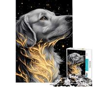 Puzzle da 1000 pezzi per ragazzi: Golden Retriever con viti luminose Puzzle per ragazzi giochi per famiglie stimola la memoria gioco impegnativo regalo (dimensioni 50x75cm)