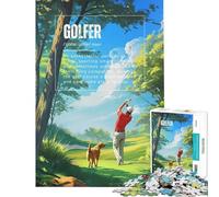 Puzzle da 1000 pezzi per ragazzi Golfista e il suo cane gioco educativo sfida giocattolo difficile opera d'arte regalo (dimensioni 50x75cm)