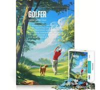 Puzzle da 1000 pezzi per ragazzi golfista e il suo cane,taglio perfetto,divertimento logico,giocattolo divertente,gioco tranquillo,divertimento per il compleanno (50x75cm)