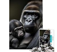 Puzzle da 1000 pezzi per ragazzi gorilla con cucciolo sfida impegnativa da completare decorazione perfetta giocattolo antistress per ragazzi dai 14 anni in su (38x52cm)