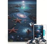 Puzzle da 1000 pezzi per ragazzi: Granchi che studiano le galassie su una spiaggia, gioco interattivo, analisi e logica, adatto come decorazione da scrivania 50x75cm