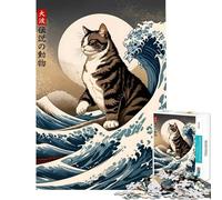 Puzzle da 1000 pezzi per ragazzi Grande Onda di Gatti Attività Divertenti a Casa Assemblaggio di Modelli Gioco Educativo per 14+ anni Gioco di Puzzle Offerto (38x52cm)