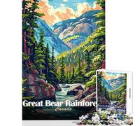 Puzzle da 1000 pezzi per ragazzi Grande Orso Foresta Pluviale Canada Paesaggio Arte Giochi Divertenti per la Famiglia Giocattoli Fai-da-te Regali Unici per Compleanno e Natale (38X26CM)
