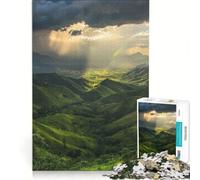 Puzzle da 1000 pezzi per ragazzi: Green Valley Rainbow After The Rain, gioco interattivo, migliora la memoria, compleanno e Natale 38x52cm
