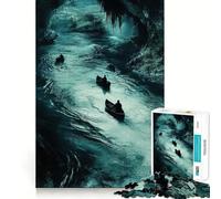 Puzzle da 1000 pezzi per ragazzi grotta,fiume,barche,incastro preciso,gioco intelligente,attività per la mente,momento di relax,attività per il compleanno (38x26cm)