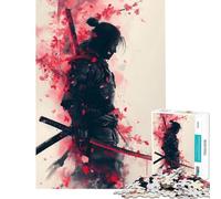 Puzzle da 1000 pezzi per ragazzi guerrieri samurai tra i ciliegi in fiore Divertente attività da fare a casa gioco pratico per migliorare la memoria adatto a partire dai 14 anni (50x75cm)