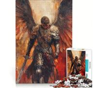 Puzzle da 1000 pezzi per ragazzi: Guerriero alato in armatura con spada gioco rompicapo decorazione perfetta ogni pezzo è unico 38x26cm