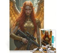 Puzzle da 1000 pezzi per ragazzi: Guerriero angelico con fucile, gioco divertente, stimolante da completare, ideale come regalo per tutta la famiglia 38x26cm