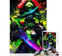 Puzzle da 1000 pezzi per ragazzi: guerriero con spada arcobaleno gioco pratico taglio di precisione giocattolo antistress per rafforzare l'amore tra le coppie (52x38cm)