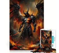 Puzzle da 1000 pezzi per ragazzi Guerriero Demone Alato in Paesaggio Infuocato Gioco stimolante per la mente,incastro perfetto,senza spazi vuoti Attività rilassante di gruppo al chiuso (38x26cm)