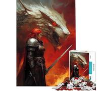 Puzzle da 1000 pezzi per ragazzi guerriero e lupo arte digitale aiuta ad allenare la mente regalo di compleanno giocattolo decorazione da parete per ragazzi dai 14 anni in su (38x52cm)