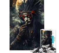 Puzzle da 1000 pezzi per ragazzi guerriero nativo americano giocattolo educativo un'opera d'arte gioco educativo per tutta la famiglia (75x50cm)