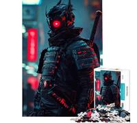 Puzzle da 1000 pezzi per ragazzi: guerriero samurai cyberpunk in una città al neon Aiuta ad allenare la mente gioco educativo decorazione da parete Adatto a persone dai 14 anni in su (50x75cm)