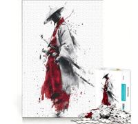 Puzzle da 1000 pezzi per ragazzi guerriero samurai disegno a inchiostro gioco divertente allena la mente e la mano migliora l'amore tra le coppie 38x52cm