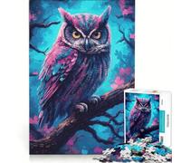 Puzzle da 1000 pezzi per ragazzi gufo ad acquerello su un ramo gioco per famiglie divertente e spiritoso adatto anche come decorazione da scrivania 38x26cm