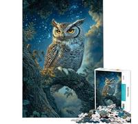 Puzzle da 1000 pezzi per ragazzi Gufo appollaiato al chiaro di luna puzzle per ragazzi migliora la memoria lista dei desideri con Babbo Natale ottimo regalo per i giocatori 38x26cm