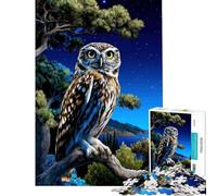 Puzzle da 1000 pezzi per ragazzi gufo appollaiato di notte puzzle per adulti gioco pratico antistress compleanni e occasioni speciali (dimensioni 50x75cm)