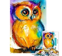 Puzzle da 1000 pezzi per ragazzi gufo colorato simpatico acquerello gioco educativo sfida rilassante analisi e logica ottimo regalo e giocattolo (dimensioni 50x75cm)