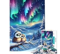 Puzzle da 1000 pezzi per ragazzi gufo delle nevi spettacolo di luci divertimento a casa regalo di compleanno gioco impossibile per 14+ anni gioco di puzzle offerto (38x52cm)