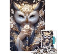 Puzzle da 1000 pezzi per ragazzi gufo dorato con spada puzzle di animali per adulti gioco pratico che migliora la memoria compleanno e Natale (dimensioni 50x75cm)