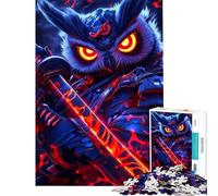 Puzzle da 1000 pezzi per ragazzi gufo guerriero samurai puzzle per adulti gioco pratico sfida difficile da completare (dimensioni 50x75cm)