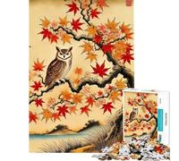 Puzzle da 1000 pezzi per ragazzi gufo in autunno puzzle giapponese giochi per famiglie divertimento assicurato ideale come regalo per tutta la famiglia (dimensioni 50x75cm)