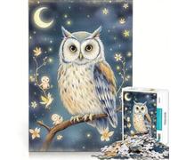 Puzzle da 1000 pezzi per ragazzi: Gufo incantato e piccole creature luminose, gioco educativo, gara di velocità manuale, gioco di sfida unico 50x75cm
