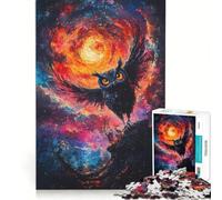 Puzzle da 1000 pezzi per ragazzi: gufo nel cielo notturno giochi educativi divertimento a casa collezione d'artista belle arti 38x26cm