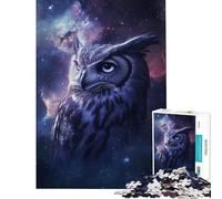 Puzzle da 1000 pezzi per ragazzi gufo nel cosmo puzzle per adulti giochi per famiglie schema di assemblaggio offerta regalo per tutta la famiglia (dimensioni 38x52cm)
