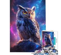 Puzzle da 1000 pezzi per ragazzi Gufo nel cosmo puzzle per ragazzi corsa di velocità manuale difficile e stimolante gioco impegnativo 50x75cm