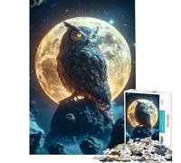 Puzzle da 1000 pezzi per ragazzi Gufo su una roccia illuminata dalla luna Gioco interattivo educativo sfida e regalo per donne e uomini ideale per la decorazione della casa (dimensioni 38x26cm)