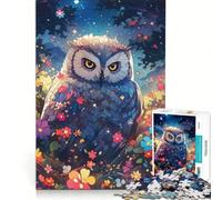 Puzzle da 1000 pezzi per ragazzi: Gufo tra i fiori di notte gioco educativo rilassante e stimolante sfida unica 50x75cm