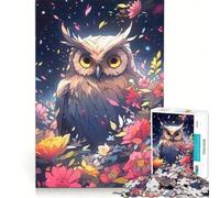 Puzzle da 1000 pezzi per ragazzi: Gufo tra i fiori di notte gioco impossibile sfida difficile regalo per amici e familiari 50x75cm