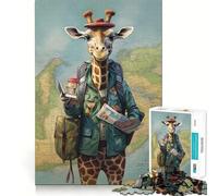 Puzzle da 1000 pezzi per ragazzi, guida di viaggio, giraffa, disegno finemente intagliato, allenamento della concentrazione, divertente gioco per momenti di tranquillità, regalo di Natale (38x52cm)